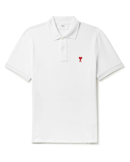 AMI Alexandre Mattiussi Logo-Embroidered Cotton-Piqué Polo Shirt