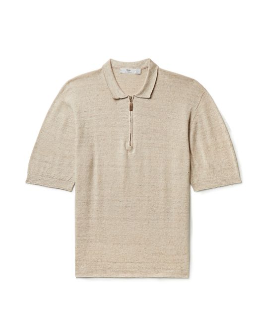 Inis Meáin Linen and Cotton-Blend Half-Zip Polo Shirt