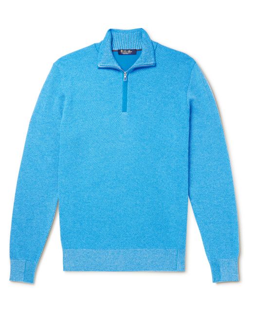 Loro Piana Striped Cashmere Half-Zip Sweater