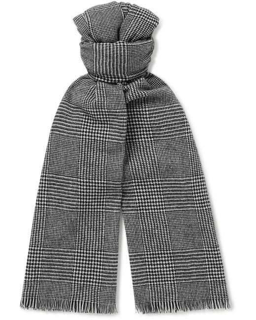 Kingsman Fringed Checked Cashmere Scarf