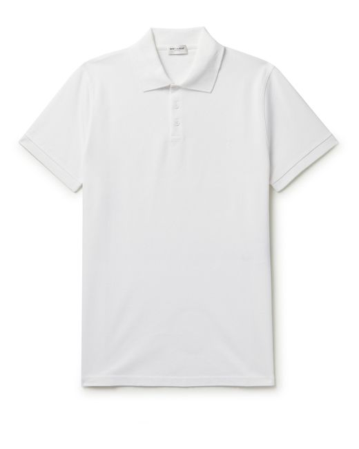Saint Laurent Slim-Fit Logo-Embroidered Cotton-Piqué Polo Shirt