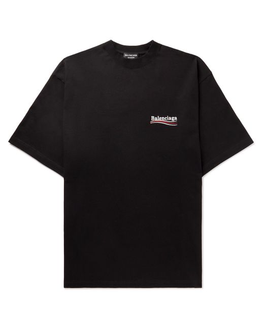 Balenciaga Oversized Logo-Embroidered Cotton-Jersey T-Shirt