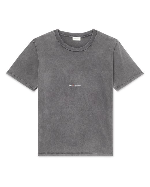 Saint Laurent Distressed Logo-Print Cotton-Jersey T-Shirt