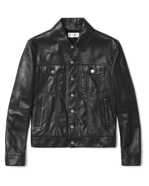 Saint Laurent Slim-Fit Leather Trucker Jacket
