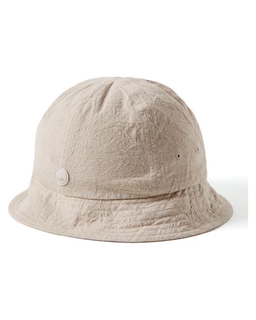 Folk Logo-Appliquéd Linen and Cotton-Blend Bucket Hat