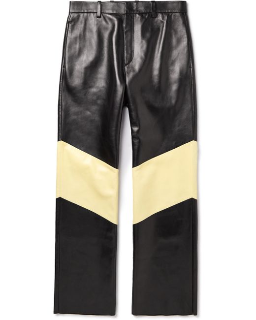 Jil Sander Straight-Leg Colour-Block Panelled Leather Trousers