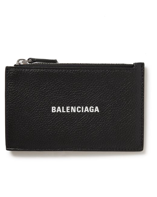 Balenciaga Cash Logo-Print Full-Grain Leather Zipped Cardholder