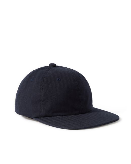Beams Plus Logo-Embroidered Leather-Trimmed Herringbone Cotton Cap one