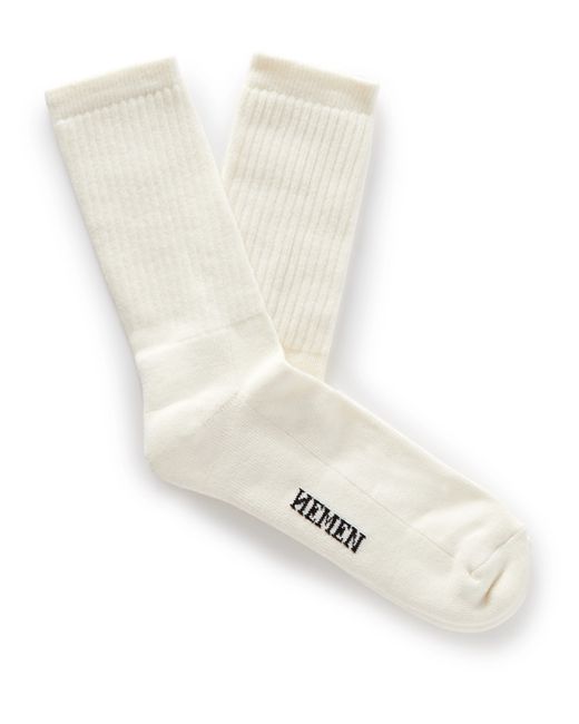 Hemen Biarritz Logo-Jacquard Ribbed Organic Cotton-Blend Socks