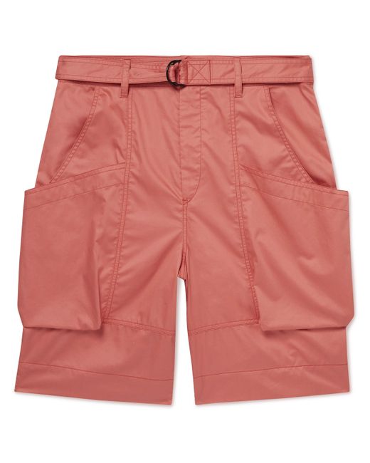 Isabel Marant Frayis Wide-Leg Belted Cotton-Satin Cargo Shorts