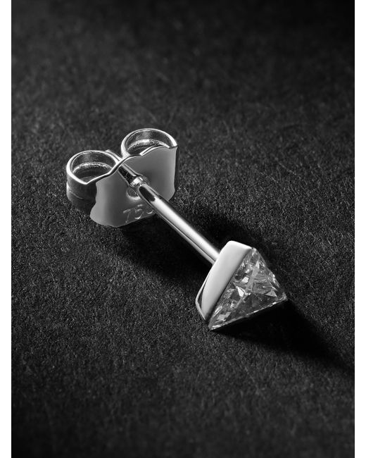 Maria Tash Invisible Set Triangle 4mm 18-Karat White Gold Diamond Single Earring