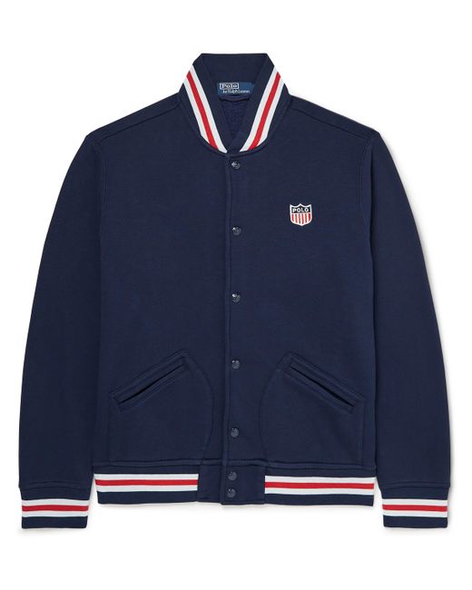 Polo Ralph Lauren Appliquéd Cotton-Blend Jersey Bomber Jacket