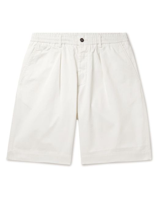 Universal Works Straight-Leg Pleated Cotton-Twill Bermuda Shorts