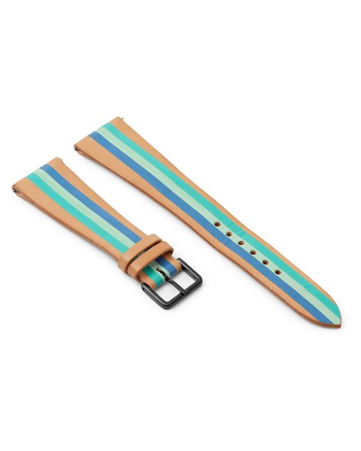 laCalifornienne Aquamarine Striped Leather Watch Strap