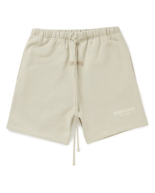 Fear of God ESSENTIALS Straight-Leg Logo-Flocked Cotton-Blend Jersey Drawstring Shorts