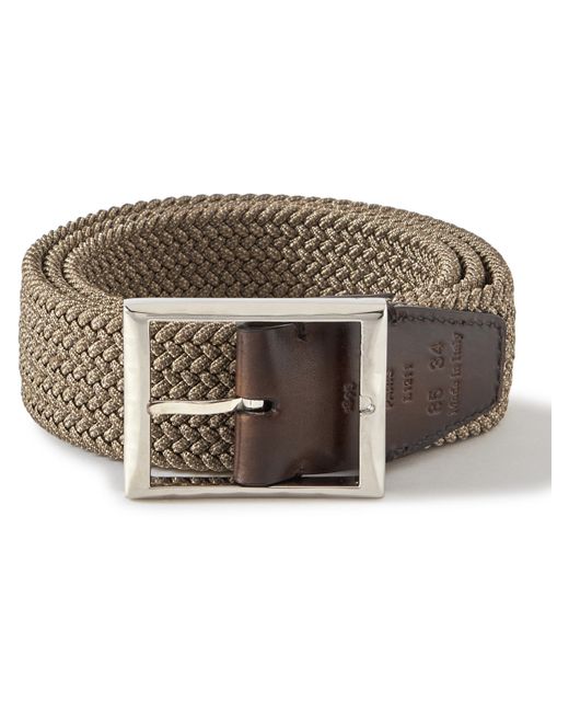 Berluti 3.5cm Leather-Trimmed Woven Elastic Belt
