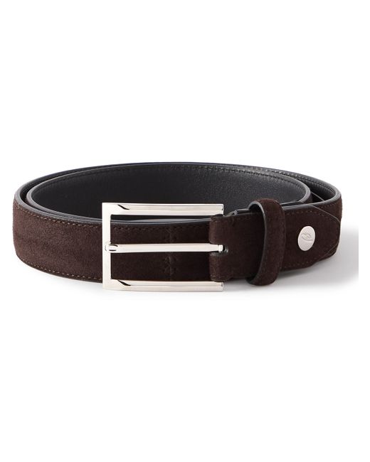 Brioni 3cm Reversible Leather and Suede Belt