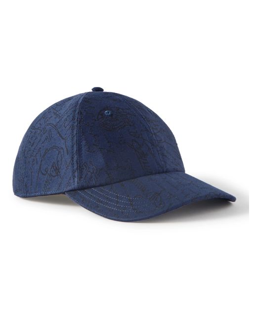 Berluti Scritto Leather-Trimmed Logo-Jacquard Cotton Baseball Cap