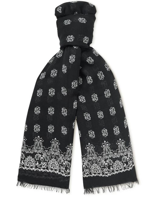 Saint Laurent Fringed paisley-print modal and cashmere-blend scarf