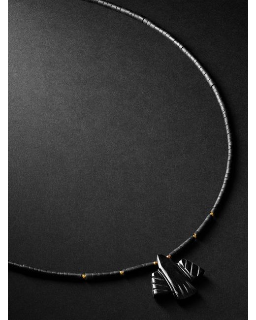 Jacquie Aiche Gold Onyx and Beaded Necklace