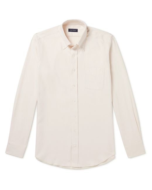 Thom Sweeney Button-Down Collar Herringbone Cotton Shirt