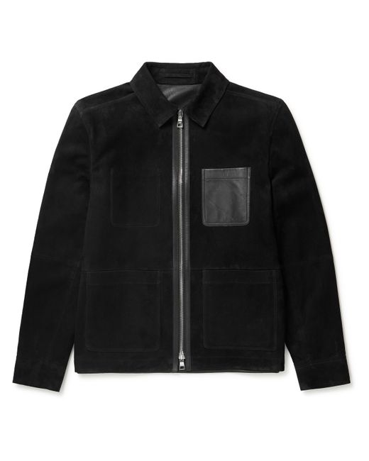 Mr P. Mr P. Leather-Trimmed Suede Jacket