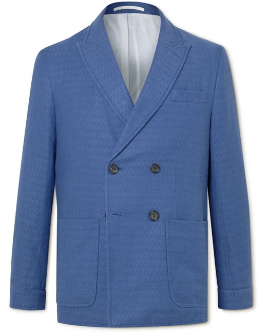Oliver Spencer Slim-Fit Unstructured Double-Breasted Linen and Cotton-Blend Suit Jacket