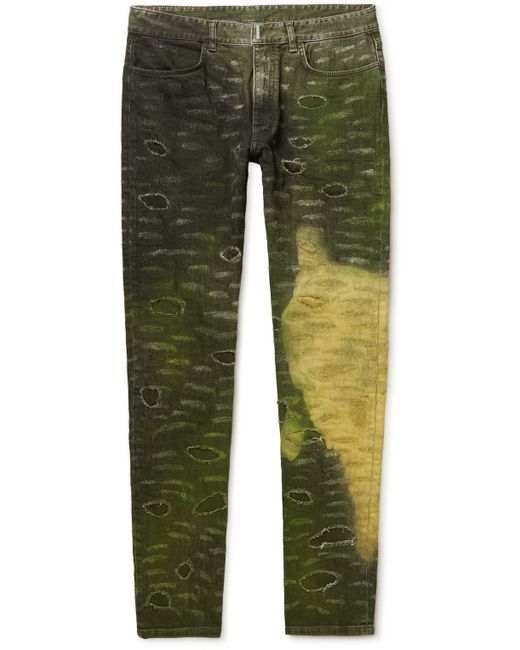 Givenchy Slim-Fit Tapered Distressed Tie-Dyed Jeans