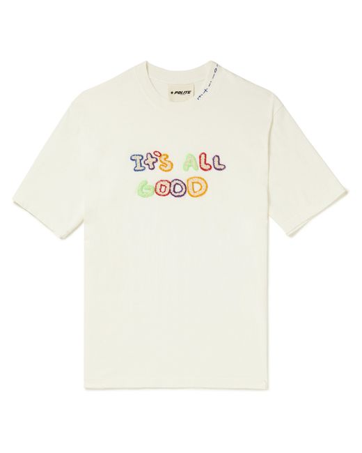 Polite Worldwide® POLITE WORLDWIDE Its All Good Embroidered Cotton-Jersey T-Shirt