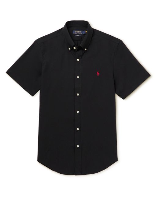 Polo Ralph Lauren Slim-Fit Button-Down Collar Logo-Embroidered Cotton-Blend Poplin Shirt