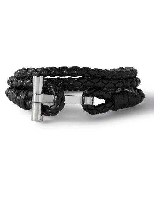 Tom Ford Woven Leather and Silver-Tone Wrap Bracelet
