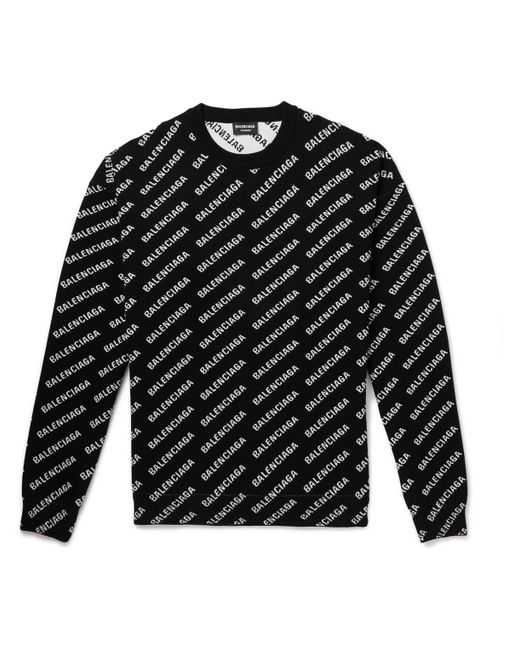 Balenciaga Logo-Jacquard Cotton-Blend Sweater