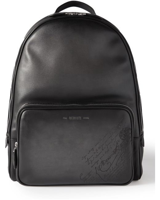Berluti Scritto Logo-Debossed Leather Backpack