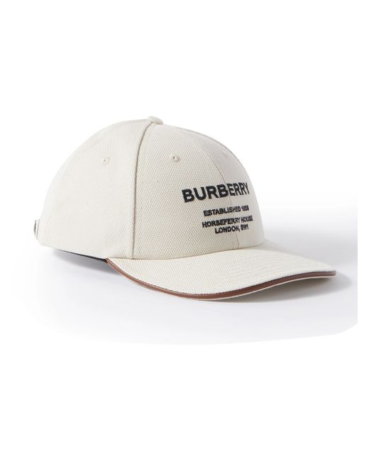 Burberry Logo-Embroidered Leather-Trimmed Cotton-Canvas Baseball Cap