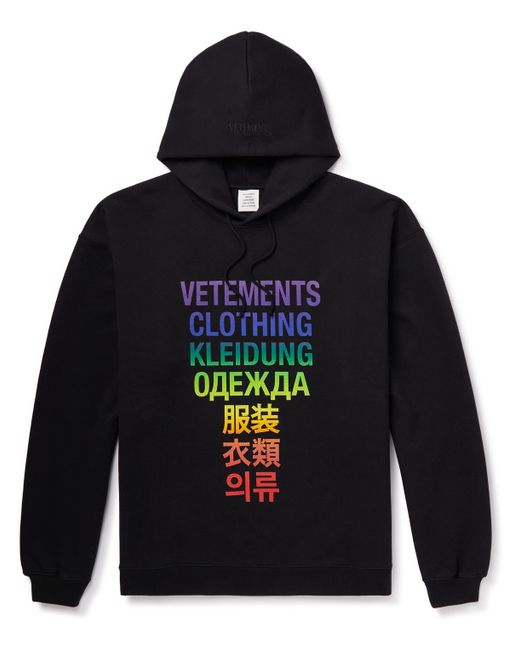 Vetements Oversized Printed Cotton-Blend Jersey Hoodie