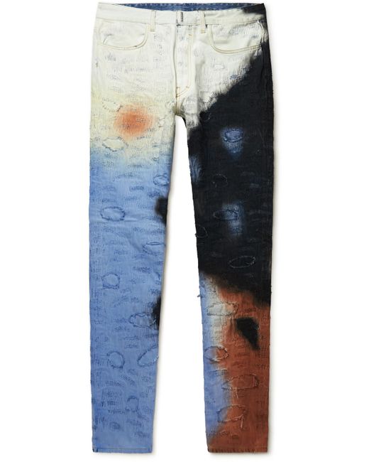 Givenchy Slim-Fit Tapered Distressed Tie-Dyed Jeans