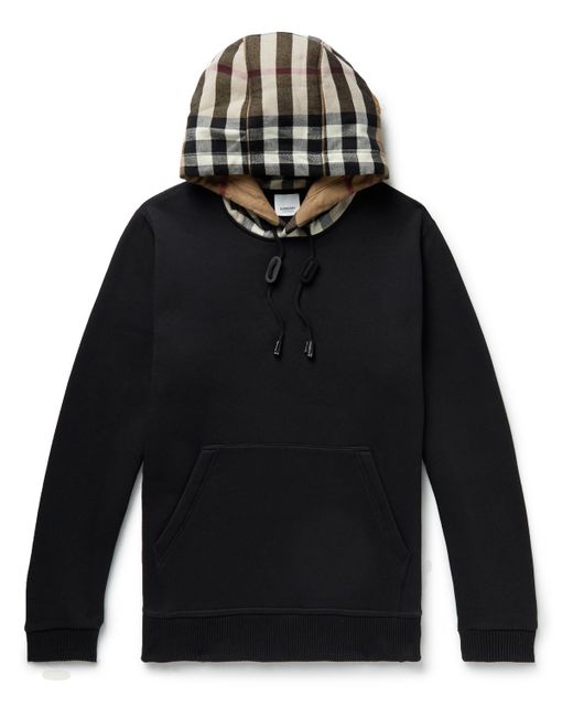 Burberry Checked Cotton-Blend Jersey Hoodie