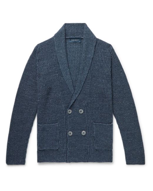 Thom Sweeney Double-Breasted Ribbed Linen Cardigan