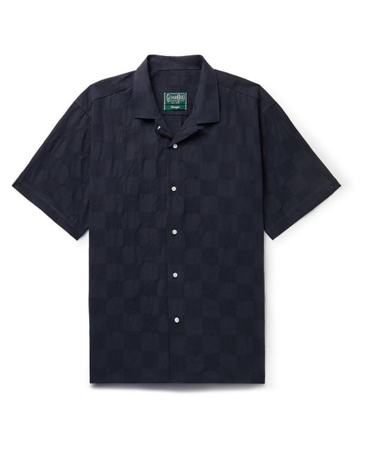 Gitman Vintage Convertible-Collar Cotton and Linen-Blend Jacquard Shirt