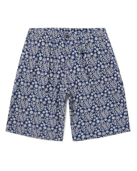 Universal Works Wide-Leg Printed Cotton-Twill Shorts