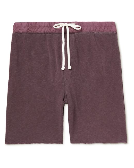James Perse Straight-Leg Poplin-Trimmed Supima Cotton-Jersey Drawstring Shorts