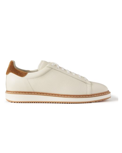 Brunello Cucinelli Full-Grain Suede-Trimmed Leather Sneakers