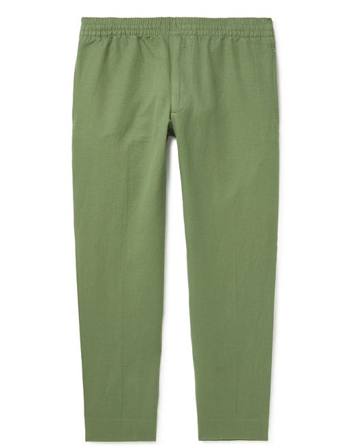 Club Monaco Tapered Cropped Cotton and Linen-Blend Trousers