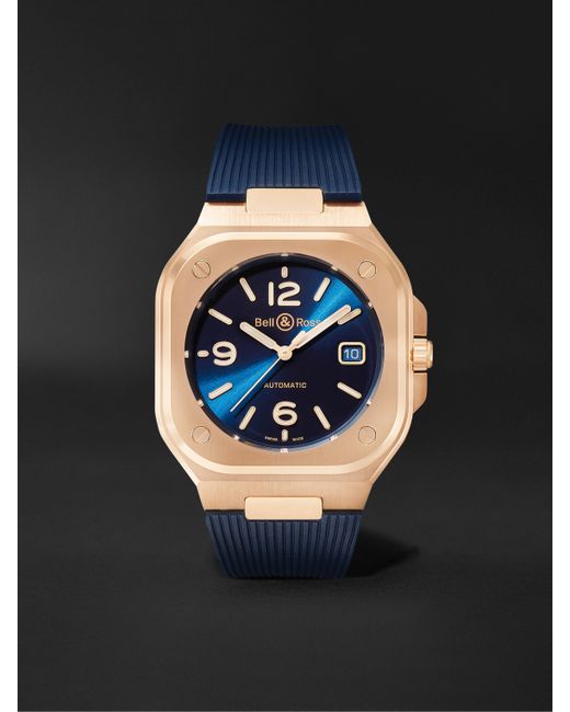 Bell & Ross BR 05 Gold Automatic 40mm 18-Karat Rose and Rubber Watch Ref. No. BR05A-BLU-PG/SRB