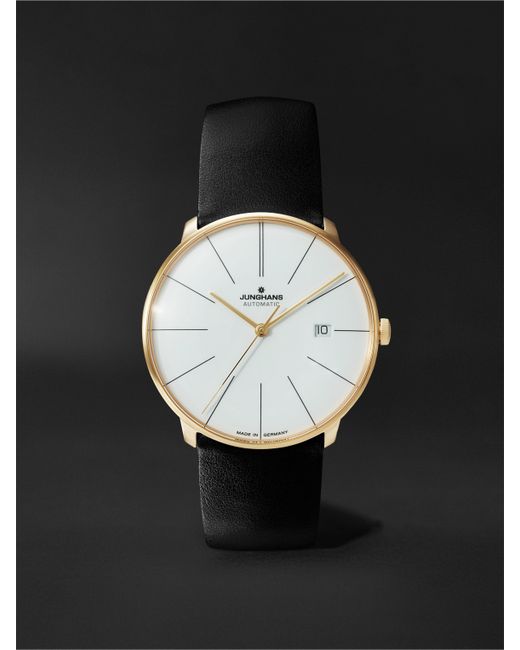 Junghans Meister Fein Automatic 39.5mm Gold PVD-Coated Stainless Steel and Leather Watch Ref. No. 27/7150.00