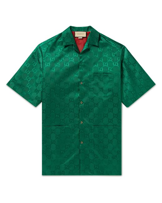 Gucci Oversized Camp-Collar Logo-Jacquard Nylon Shirt