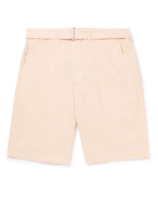 Officine Generale Julian Straight-Leg Belted Lyocell Linen and Cotton-Blend Bermuda Shorts