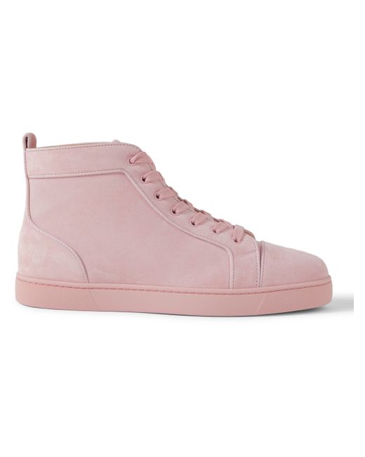 Christian Louboutin Louis Orlato Grosgrain-Trimmed Suede High-Top Sneakers