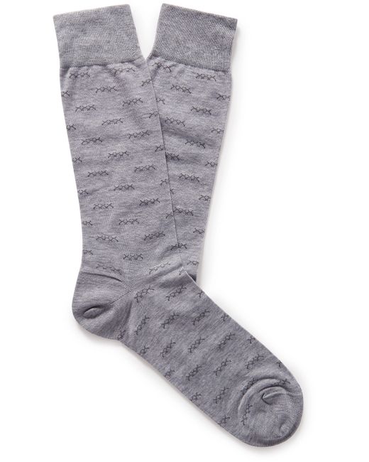 Z Zegna Intarsia Cotton-Blend Socks