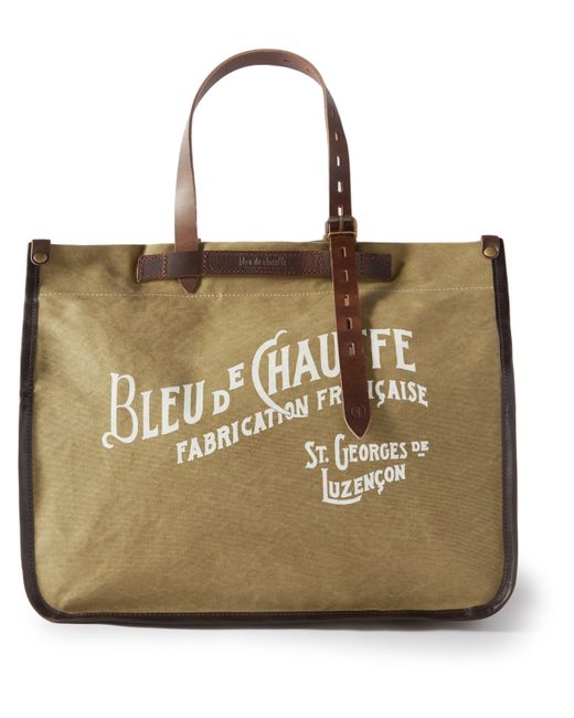 Bleu De Chauffe Cabas Bazar Leather-Trimmed Logo-Print Canvas Tote Bag